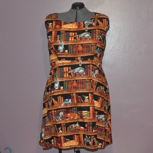Handmade ModCloth Patterned Library Cats Dress